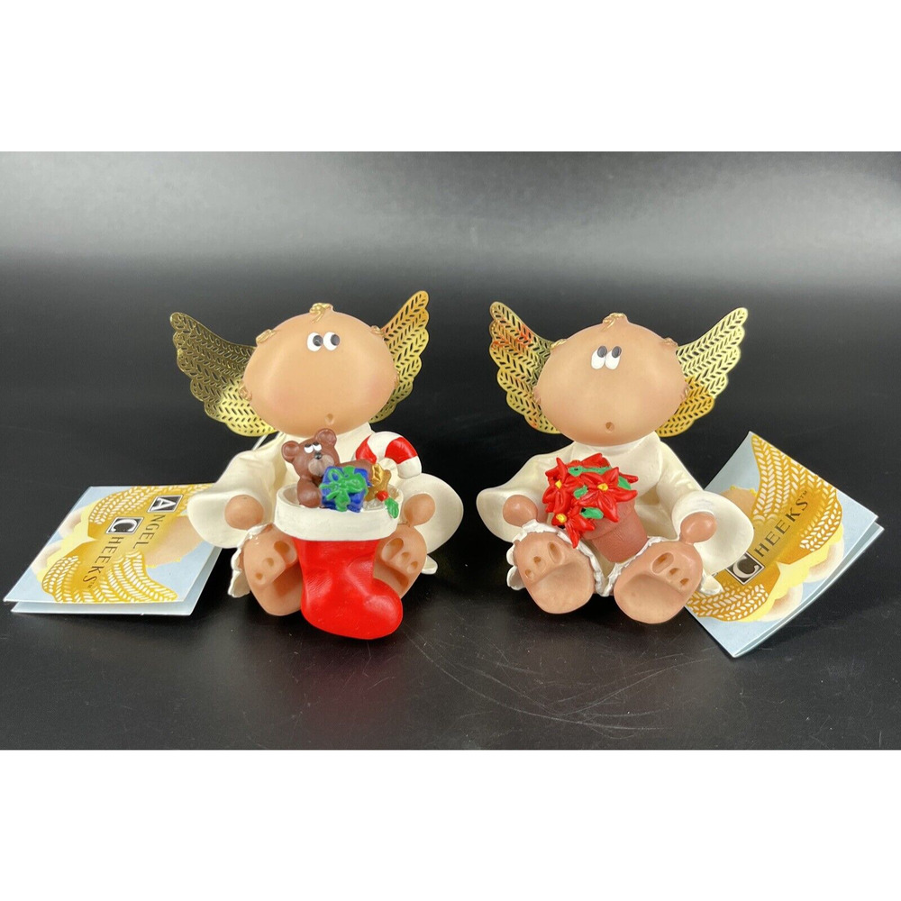 Kirk's Kritters Russ Christmas Guardian Angel Cheeks Figures 2 pc. Set w/ Tags
